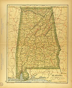 Карта Алабамы 1894 года